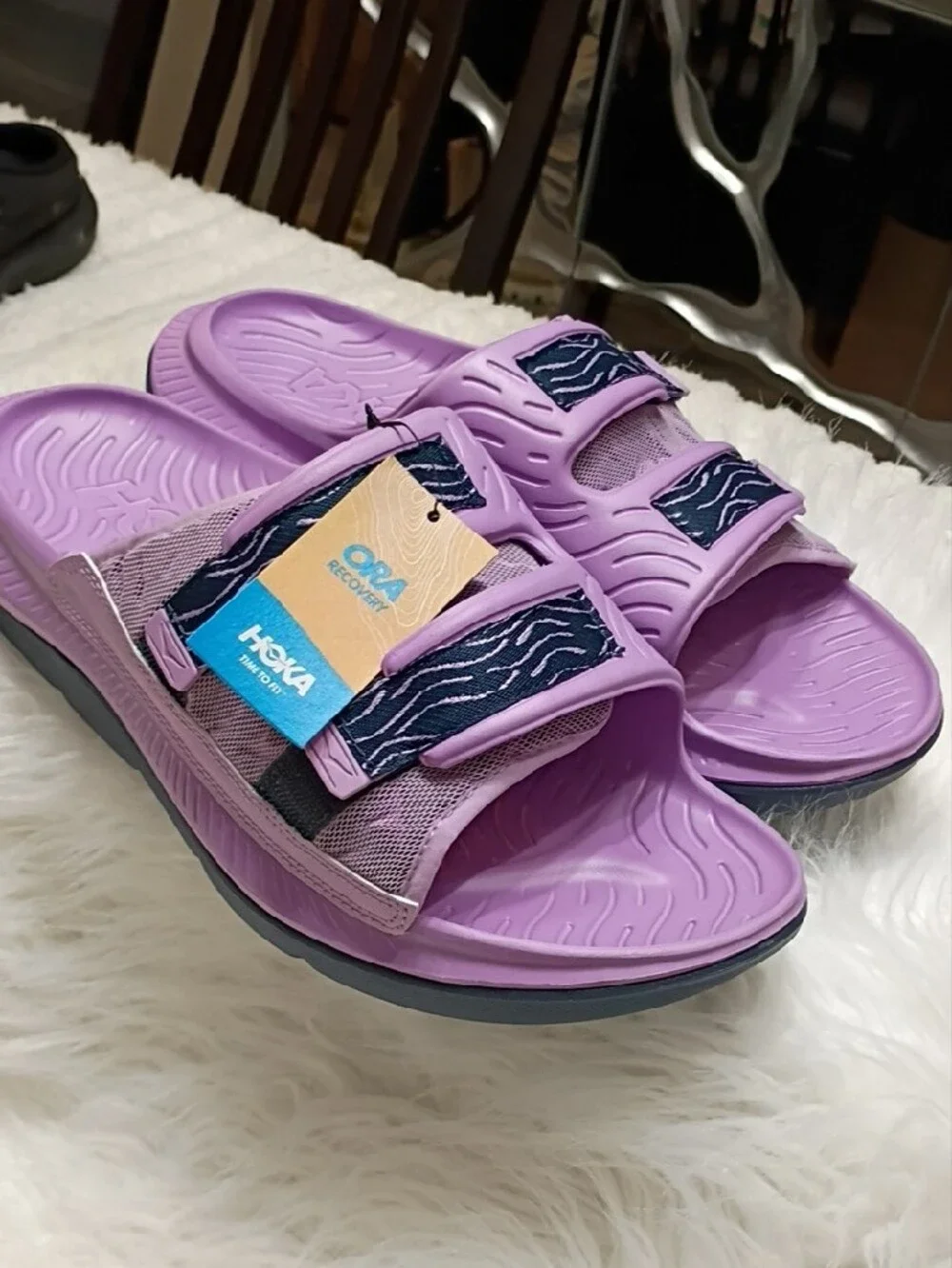 New Hoka One One Ora Recovey Slide Slip-On Sandal Violet Bloom Mens 12/Womens 14